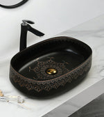 TABLE MOUNTED CERAMIC ART WASH BASIN - AQUANT - ( MATT BLACK - ARABIAN - 540x350x145 mm - 21.6inchX14inchX5.8inch )