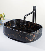 VECTOR PORTORO TABLE MOUNTED MARBEL WASH BASIN - AQUANT - ( PORTORO GOLD MARBLE - MARBEL COLLECTION - 480x350x140 mm - 19.2inchX14inchX5.6inch )