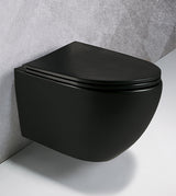 GENERATION 3 RIMLESS TORNADO QUIET - SWIRL FLUSHING WC WITH SLIM UF SEAT COVER - AQUANT -  ( MATT BLACK -  - 540x365 mm - 21.6inchX14.6inch )