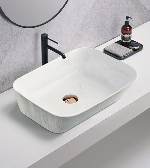 TABLE MOUNTED WASH BASIN - AQUANT - ( STATUARIO MATT FINISH - - 525x410 mm - 21inchX16.4inch )