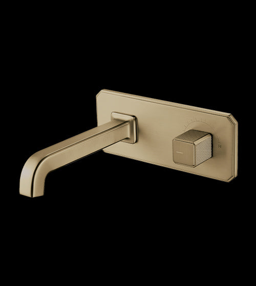 WALL MOUNTED BRASS BASIN MIXER WITH SIDE KNOB CONTROL FOAM FLOW - AQUANT -  ( BRUSHED GOLD - REGALIA SERIES - 0x0 mm - 0inchx0inch )