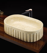 BELLA CREAM MARBLE WASH BASIN - AQUANT -  ( TRAVERTINE MARBLE -  - 550x350 mm - 22inchX14inch )