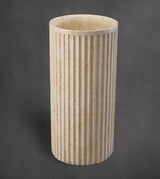 FREE STANDING STONE PEDESTAL WASH BASIN - AQUANT -  ( TRAVERTINE MARBLE - APOLLO CREMA - 850x400 mm - 34inchX16inch )