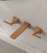PRESTIGE COLLECTION 3/HOLE BRASS WALL MOUNTED BASIN MIXER -AQUANT-( BRUSHED ROSE GOLD - PRESTIGE SERIES - 0x0 mm - 0inchx0inch )