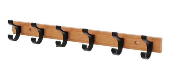 WOODEN 6 HOOKS - BETTER LIVING -  ( BLACK - EURO - 0x0 mm - 0inchx0inch )
