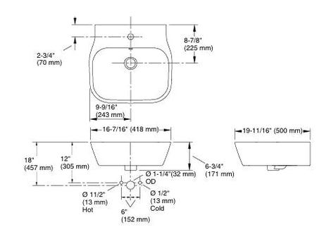 SPAN SQ WM LAVATORY (SMALL) - KOHLER POPULAR -  (  - POPULAR - 484x459 mm - 19.36inchX18.36inch )