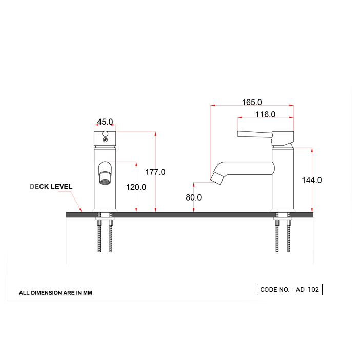 S/LBASIN MIXER SHORT BODY W/BRAIDED PIPE - ACQUAVIVA -  (  - AQUADORN - 0x15 mm - 0inchX0.6inch )