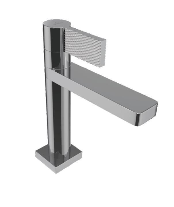 SINGLE LEVER TABLE MOUNTED SHORT BASIN MIXER W/FLANGE & BRAIDED PIPES - LUXELET -  ( CHROME - ORRA - 0x15 mm - 0inchX0.5inch )