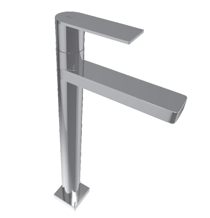 SINGLE LEVER TABLE MOUNTED TALL BASIN MIXER W/FLANGE & BRAIDED PIPES - LUXELET -  ( CHROME - FANGO - 0x15 mm - 0inchX0.5inch )