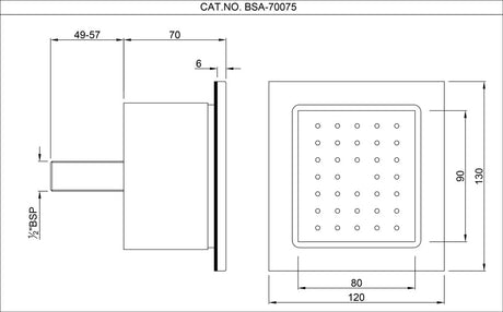 BODY SHOWER CONCEALED - ARTIZE FAUCET -  ( GOLD BRIGHT PVD - BODY SHOWER - 120x30 mm - 4.8inchX1.2inch )