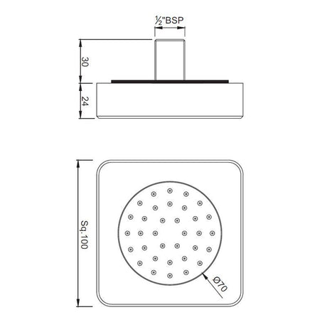 EXPOSED BODY SHOWER SQUARE - JAQUAR FAUCETS -  ( CHROME - BODY SHOWER - 15x100 mm - 0.5inchX4inch )