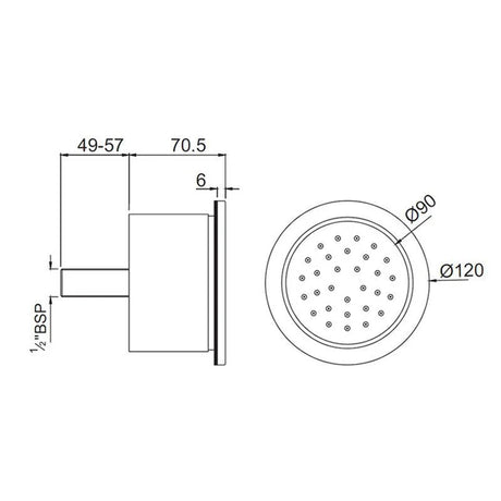 BODY SHOWER 120MM DIA ROUND SHAPE (ABS) - JAQUAR FAUCETS -  ( GOLD BRIGHT PVD -  - 0x0 mm - 0inchx0inch )
