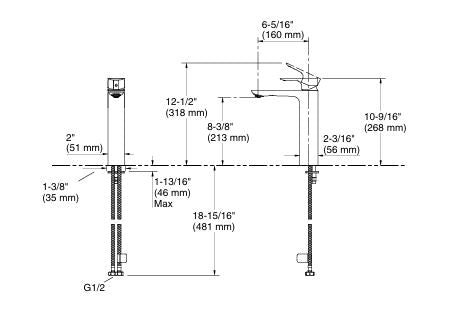 ALEO-SL BASIN MIXER TALL W/PIPES - KOHLER PREMIUM -  ( POLISHED CHROME - PREMIUM - 0x15 mm - 0inchX0.6inch )