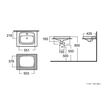 SIGNATURE 550MM COUNTER TOP WASH BASIN W/TAP HOLE - AMERICAN STANDARD -  ( WHITE - SIGNATURE - 0x0 mm - 0inchX0inch )