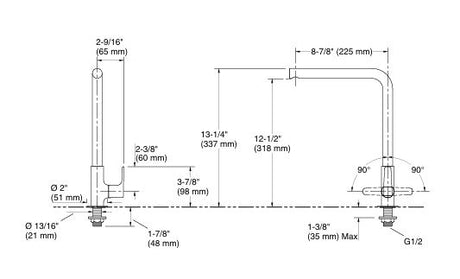 ALEO+-DECK MOUNT SINK COCK - KOHLER PREMIUM -  ( POLISHED CHROME - PREMIUM - 0x15 mm - 0inchX0.6inch )