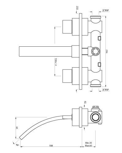 2 CONC.STOP COCK WITH BASIN SPOUT - ARTIZE FAUCET -  ( CHROME - CELLINI - 0x15 mm - 0inchX0.5inch )