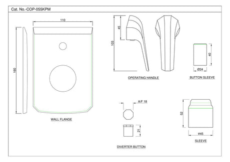 S.L.EXPOSED PARTS KIT OF DIVERTER - JAQUAR FAUCETS -  ( CHROME - CONTINENTAL PRIME - 0x15 mm - 0inchX0.5inch )