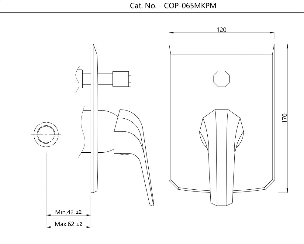 SINGLE LEVER EXPOSED PARTS KIT OF DIVERTER - JAQUAR FAUCETS -  ( CHROME - CONTINENTAL PRIME - 0x15 mm - 0inchX0.5inch )