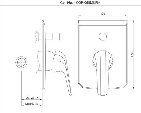 SINGLE LEVER EXPOSED PARTS KIT OF DIVERTER - JAQUAR FAUCETS -  ( CHROME - CONTINENTAL PRIME - 0x15 mm - 0inchX0.5inch )