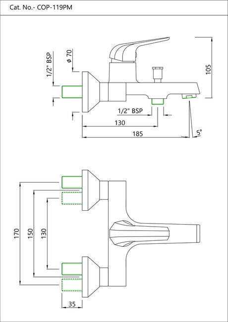 SL WALL MIXER WITH PROVISION - JAQUAR FAUCETS -  ( CHROME - CONTINENTAL PRIME - 0x15 mm - 0inchX0.5inch )