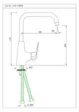 SIDE S.L. SINK MIXER T/M BRAIDED - JAQUAR FAUCETS -  ( CHROME - CONTINENTAL PRIME - 0x15 mm - 0inchX0.5inch )