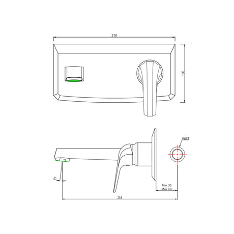 EXPOSED PART KIT OF SINGLE LEVER BASIN MIXER WALL MOUNTED - JAQUAR FAUCETS -  ( CHROME - CONTINENTAL PRIME - 0x15 mm - 0inchX0.5inch )