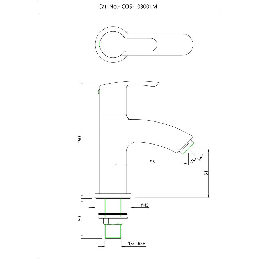 PILLAR COCK - ESSCO FAUCET -  ( CHROME - COSMO - 0x0 mm - 0inchx0inch )