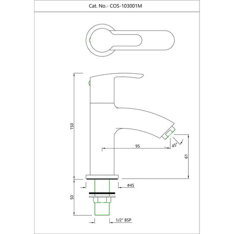 PILLAR COCK - ESSCO FAUCET -  ( CHROME - COSMO - 0x0 mm - 0inchx0inch )