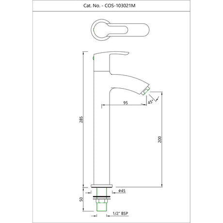 PILLAR COCK WITH EXTENSION BODY - ESSCO FAUCET -  ( CHROME - COSMO - 0x0 mm - 0inchx0inch )