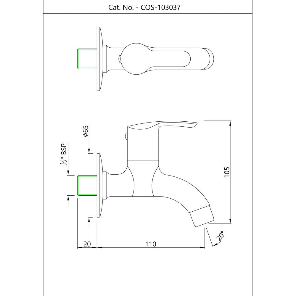 BIB COCK W/FLANGE - ESSCO FAUCET -  ( CHROME - COSMO - 0x15 mm - 0inchX0.5inch )
