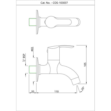 BIB COCK W/FLANGE - ESSCO FAUCET -  ( CHROME - COSMO - 0x15 mm - 0inchX0.5inch )