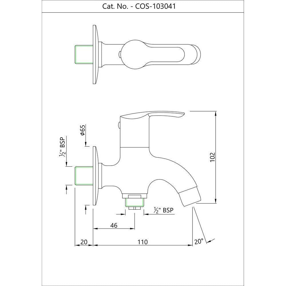 2-WAY BIB COCK W/FLANGE - ESSCO FAUCET -  ( CHROME - COSMO - 0x15 mm - 0inchX0.6inch )