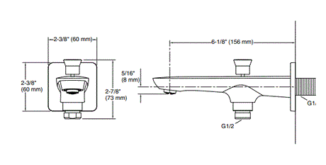 FLUENCE WALL-MOUNT BATH SPOUT WITH DIVERTER - KOHLER PREMIUM -  ( CHROME - PREMIUM - 0x0 mm - 0inchx0inch )