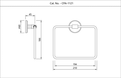 TOWEL RING SQUARE WITH ROUND FLANGE - JAQUAR FAUCETS -  ( CHROME - CONTINENTAL PRIME ACCESSORIES - 0x0 mm - 0inchx0inch )