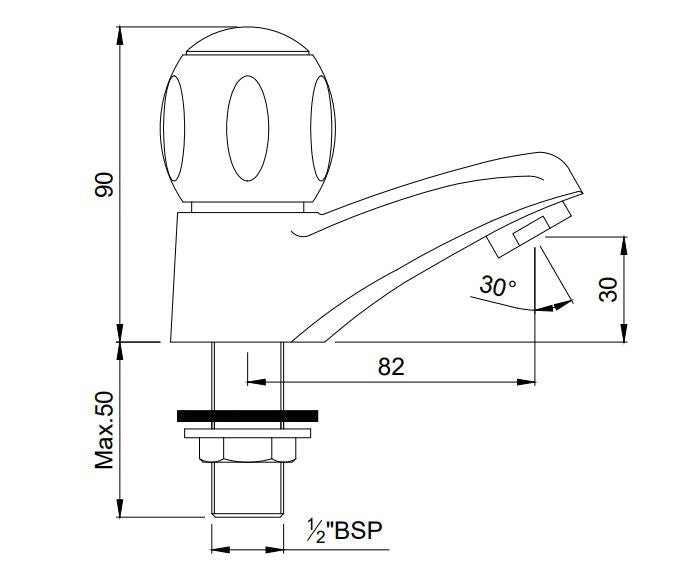 PILLAR COCK - JAQUAR FAUCETS -  ( CHROME - CLARION QUARTER TURN - 0x15 mm - 0inchX0.5inch )
