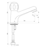 PILLAR COCK LONG NECK WITH AERATOR - JAQUAR FAUCETS -  ( CHROME - CLARION QUARTER TURN - 0x15 mm - 0inchX0.5inch )