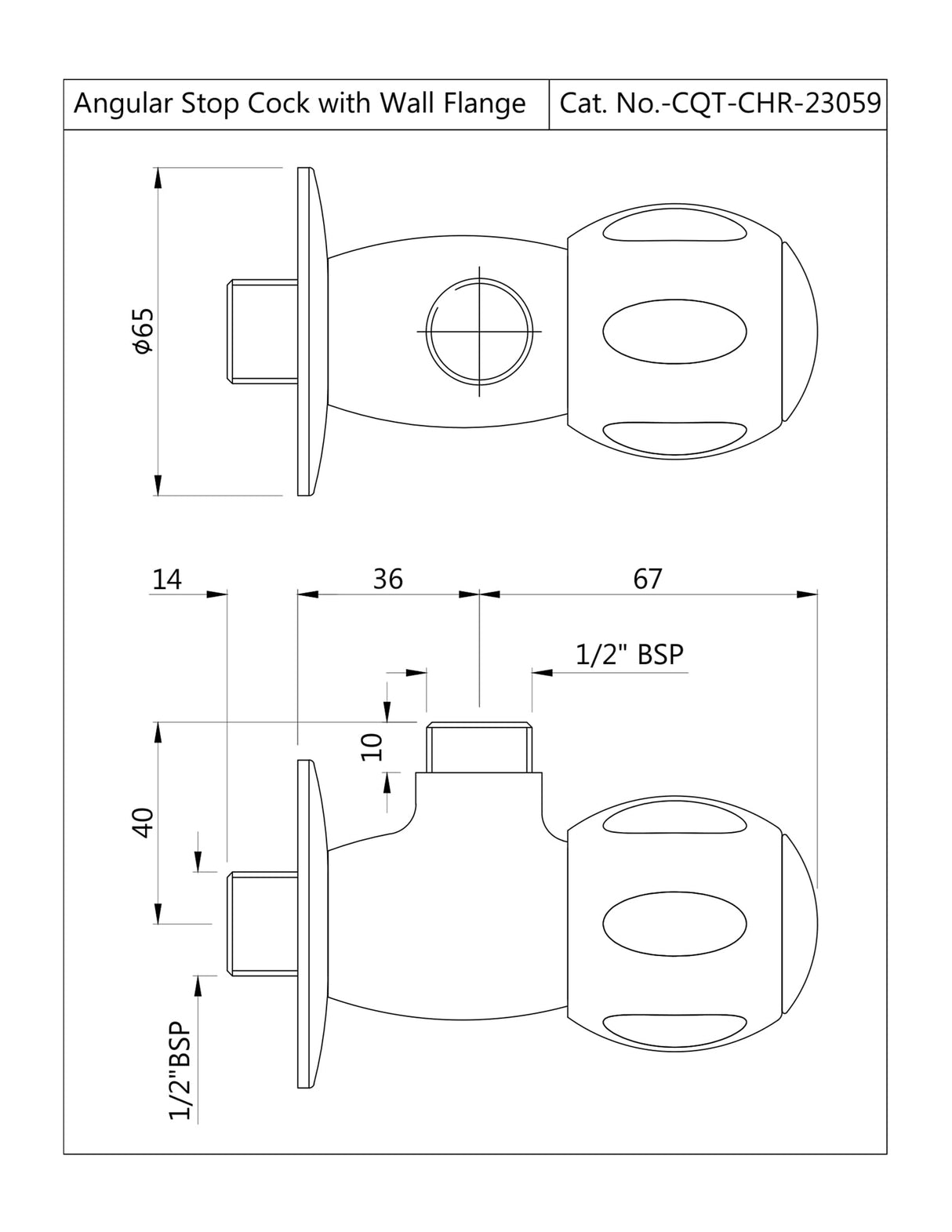 ANGLE COCK W/WALL FLANGE - JAQUAR FAUCETS -  ( CHROME - CLARION QUARTER TURN - 0x15 mm - 0inchX0.5inch )