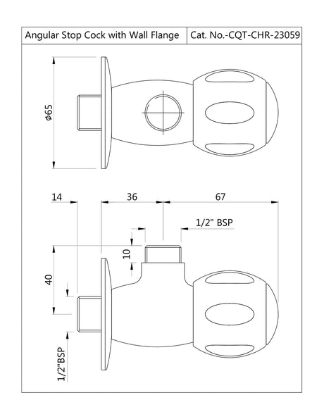 ANGLE COCK W/WALL FLANGE - JAQUAR FAUCETS -  ( CHROME - CLARION QUARTER TURN - 0x15 mm - 0inchX0.5inch )