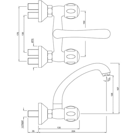 SINK MIXER W/M - JAQUAR FAUCETS -  ( CHROME - CLARION QUARTER TURN - 0x15 mm - 0inchX0.5inch )