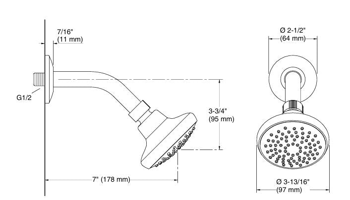 COMP.SF SHOWERHEAD W/ARM & FLANGE - KOHLER POPULAR -  ( FRENCH GOLD - POPULAR - 0x0 mm - 0inchx0inch )