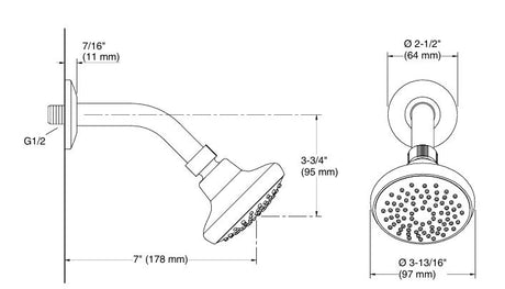 COMP.SF SHOWERHEAD W/ARM & FLANGE - KOHLER POPULAR -  ( FRENCH GOLD - POPULAR - 0x0 mm - 0inchx0inch )
