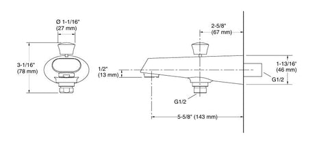 COMP.BATH SPOUT W/DIVER FLAT FACE - KOHLER POPULAR -  ( FRENCH GOLD - POPULAR - 0x0 mm - 0inchx0inch )