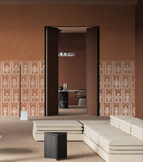 AREBIC RED FLOWER DECOR HL - INDIAN TILES - ( - CRIST DECOR - 1200x600 mm - 48inchX24inch )