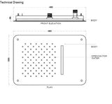 SS FALSE CEILING SHWR 2 FUN. W/INST. KIT - AQUANT -  ( GRAPHITE GRAY -  - 480x330 mm  - 19.2inchX13.2inch )