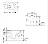 RIMLESS W/HUNG WC W/SLIM UF SEAT COVER ( BOLT DISTANCE 7INCH) - AQUANT -  ( CROCODILE LEATHER BLACK -  - 0x0 mm - 0inchx0inch )