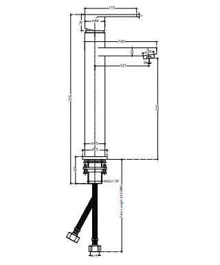 SINGLE LEVER BASIN MIXER TALL - HINDWARE FAUCETS -  ( POLISHED CHROME - CORA-URBAN - 0x15 mm - 0inchX0.5inch )