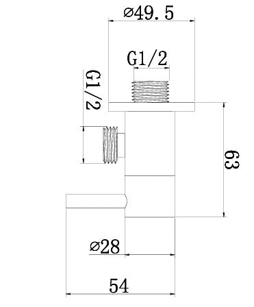 BRASS ANGLE COCK SQUARE W/FLANGE - AQUANT -  ( CHROME -  - 0x15 mm - 0inchX0.6inch )