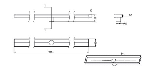 Aquant Shower Channel Base 900mm Lt W/o Top, 304 stainless steel, view 2