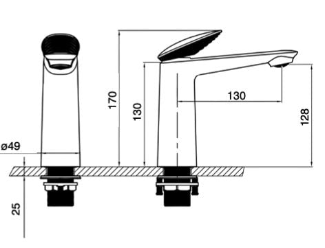 BRASS BASIN MIXER - AQUANT - (GRAPHITEGREY+ROSEGOLD -  - 0x15 mm - 0inchX0.5inch)