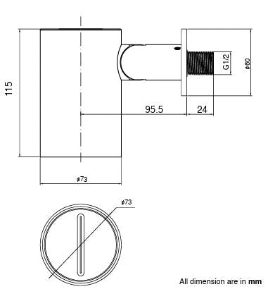 BRASS HYDRO SPOT WALL MOUNTED SHOWER WITH WATERFALL FLOW - AQUANT -  ( GRAPHITE GREY -  - 80x0 mm - 3.2inchX0inch )